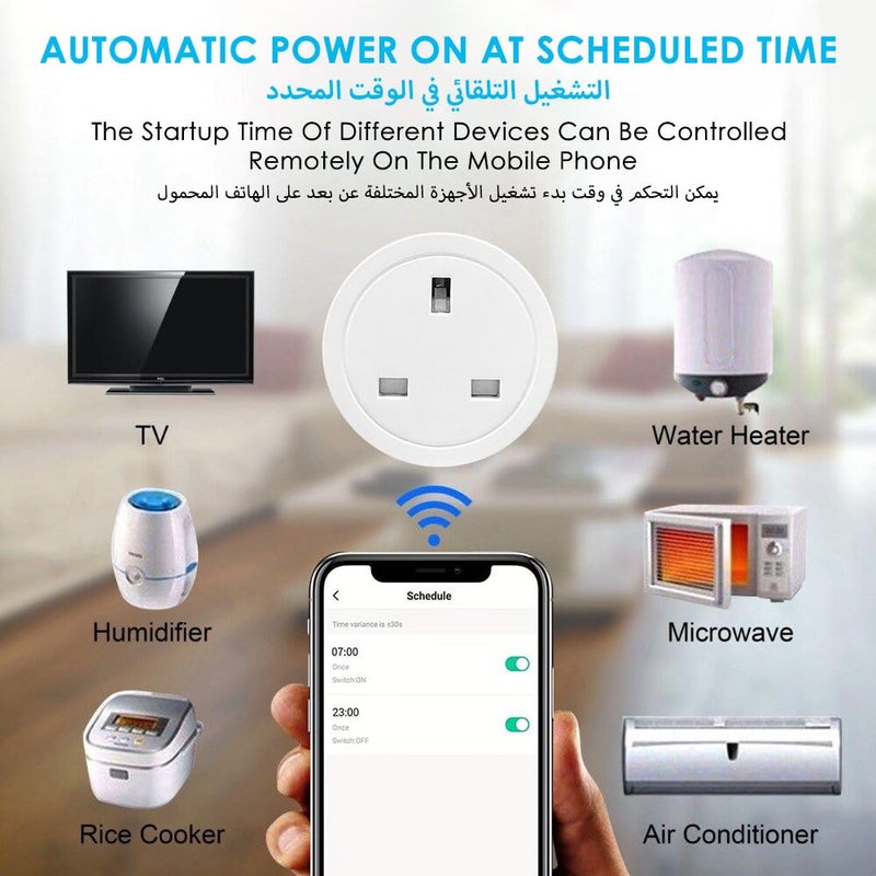 Bukela WiFi Smart Plug 16A Compatible with HomeKit, Wi-Fi Outlet Socket Remote Control with Timer Function, Only Supports 2.4GHz Network, No Hub Required,White,2 Pack,Metered Version - Image 3